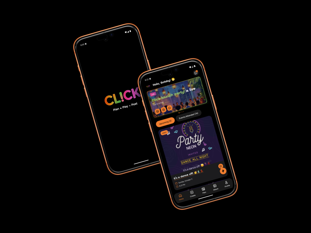 Click app displayed on a phone screen